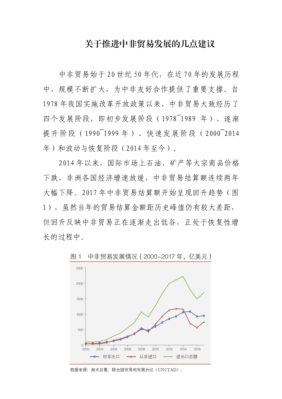 关于推进中非贸易发展的几点建议_第1页