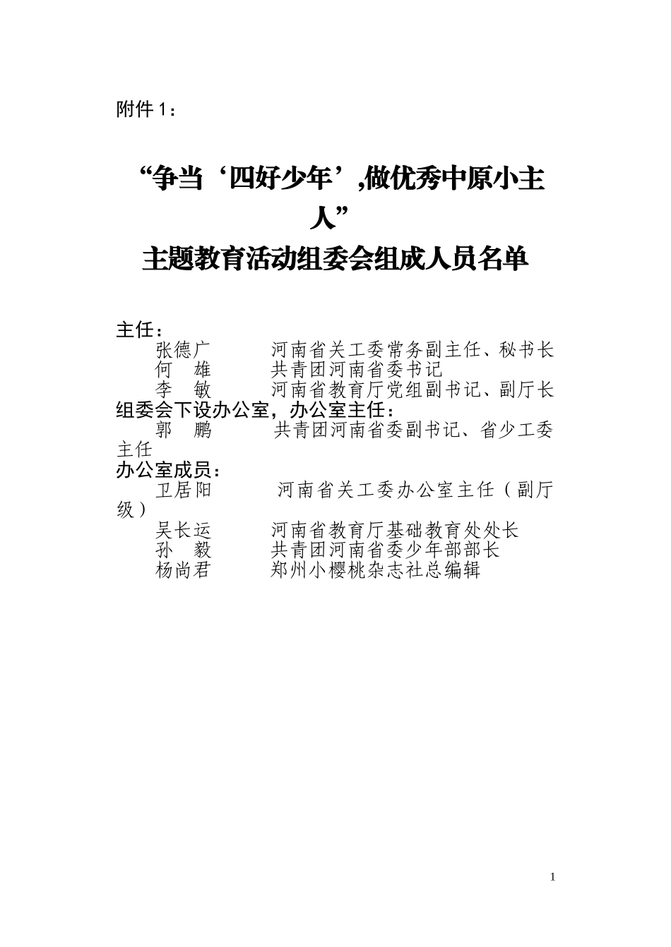 关于转发《关于开展“争当‘四好少年’做优秀中原小主人”主题_第1页