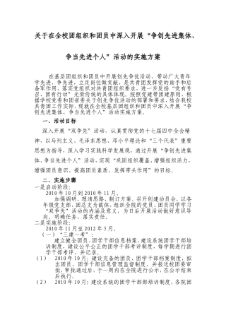 在全校团组织和团员中深入开展“争创先进集体、争当先进个人”活动的实施方案(汪婷)