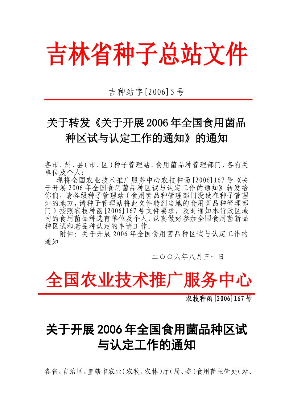 关于转发《关于开展2006年全国食用菌品种区试与认定工作的通知》的通知_第1页