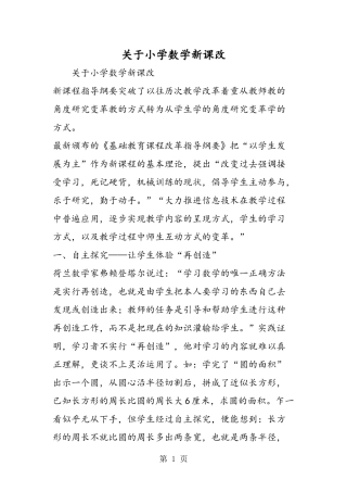 关于小学数学新课改