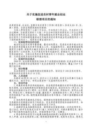 关于实施促进农村青年就业创业