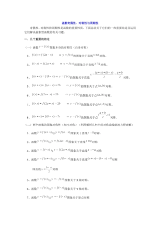 函数奇偶性、对称性与周期性有关结论