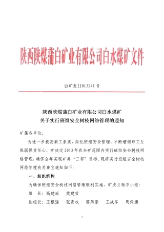 关于实行班组安全树枝网络管理的通知