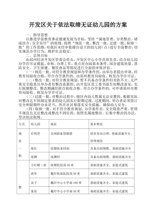 关于依法取缔无证幼儿园的方案