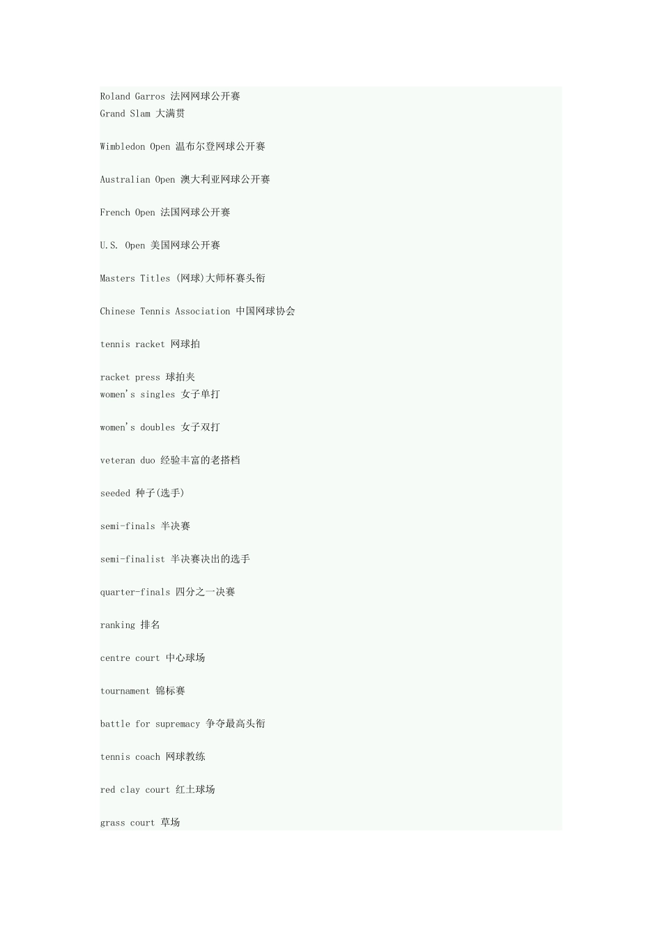 关于网球术语的英文翻译_第1页