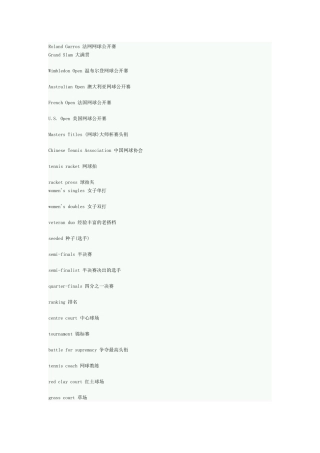 关于网球术语的英文翻译