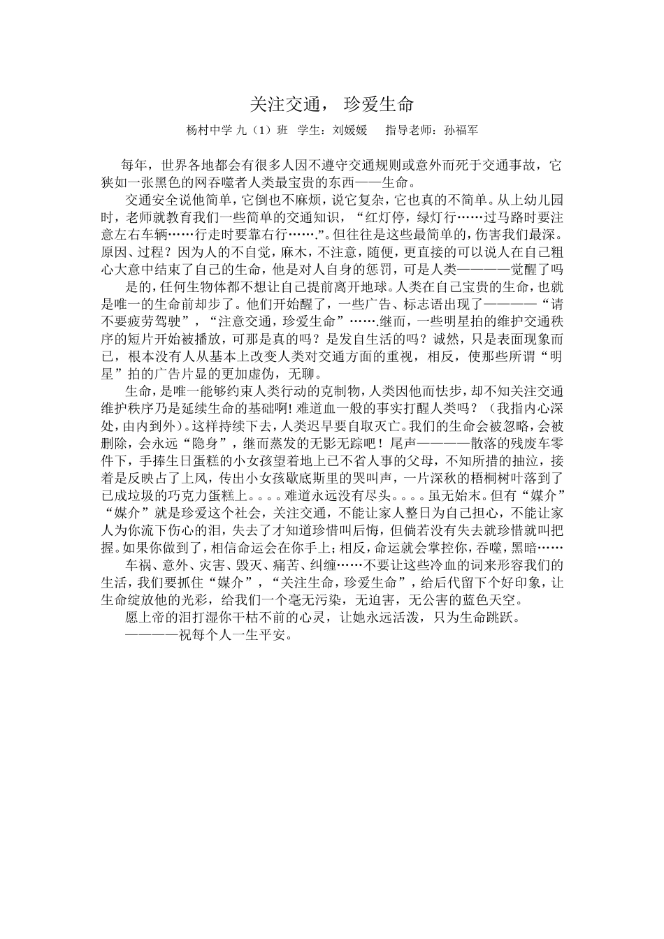 关注交通--珍爱生命_第1页