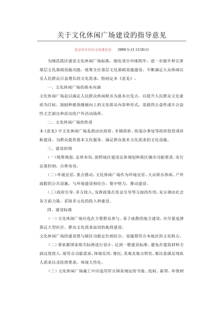 关于文化休闲广场建设的指导意见