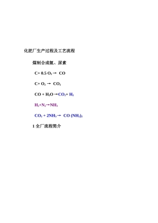 化肥厂生产过程及工艺流程