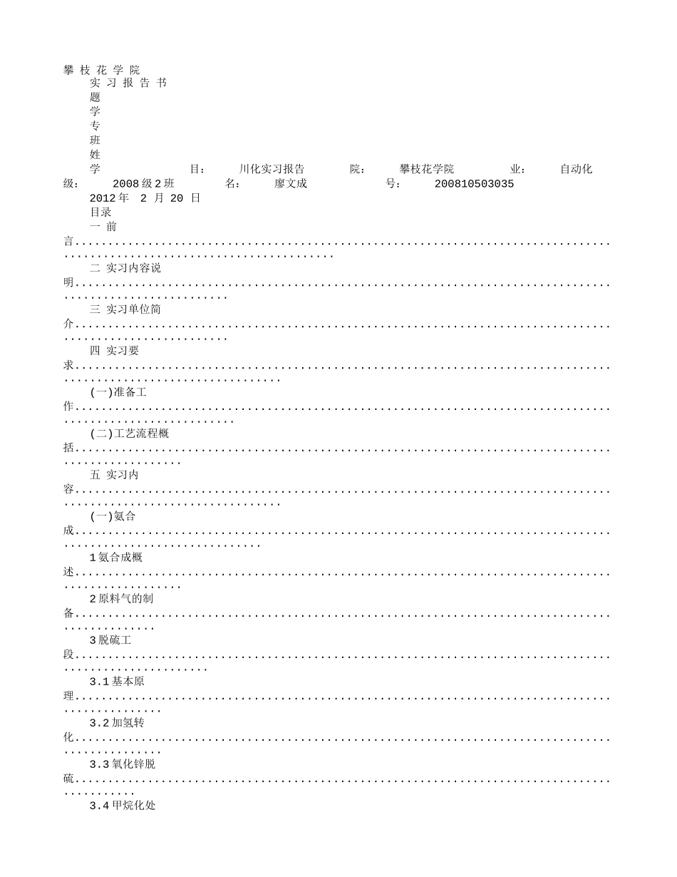 化肥厂实践报告_第1页