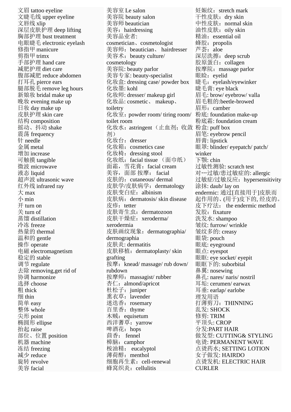 化妆行业必备英语专业词汇_第2页