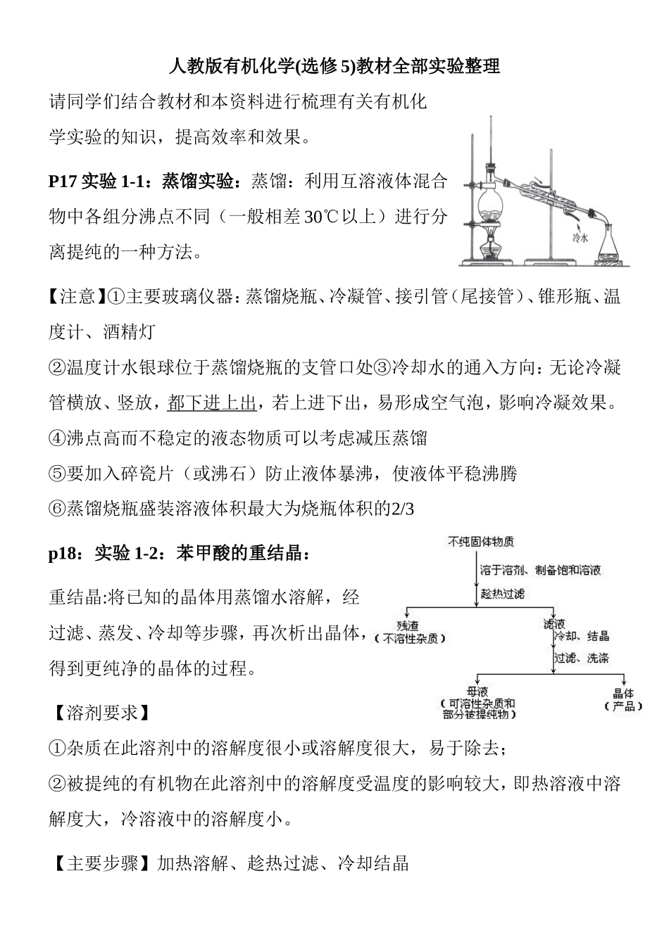 化学选修5全部实验整理_第1页