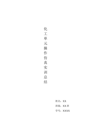 化工单元操作仿真实训总结