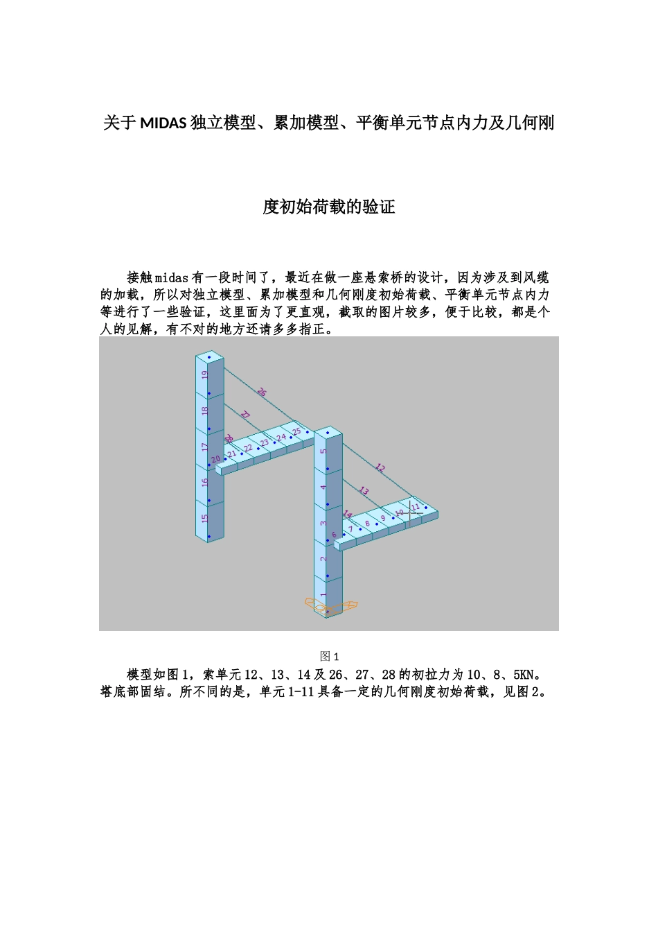 几何刚度、平衡单元节点内力以及独立模型和累加模型的验证_第1页