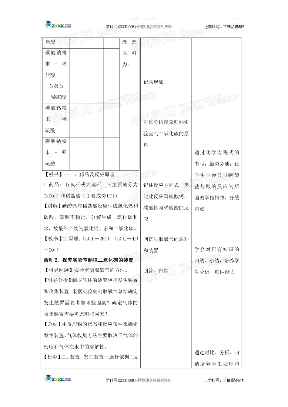 化学：2.2二氧化碳制取的研究教案(人教新课标版九年级上)_第3页