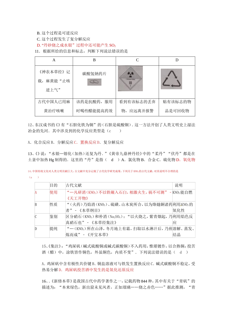 化学与传统文化专题习题1111_第2页