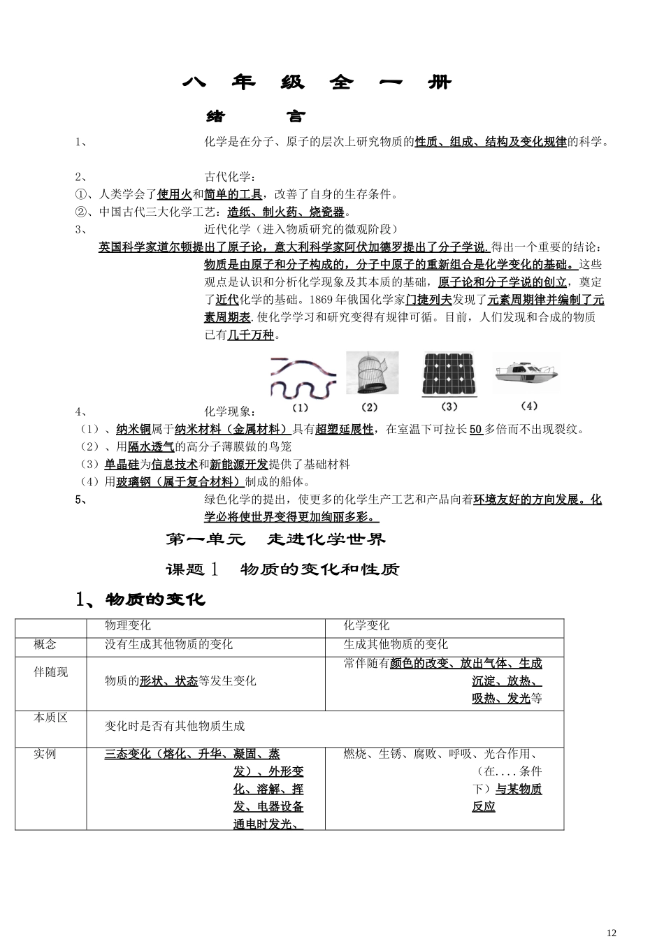 化学八年级全一册知识点_第1页