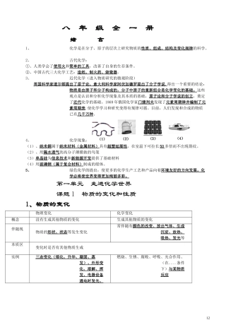 化学八年级全一册知识点
