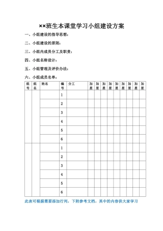 几几班学习小组建设方案