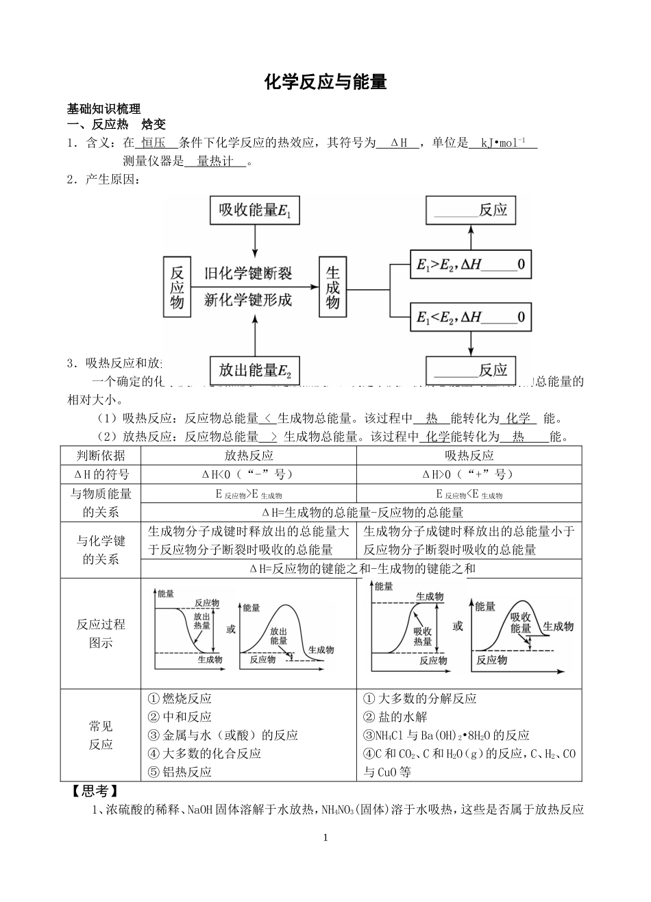 化学能与热能基础知识梳理_第1页