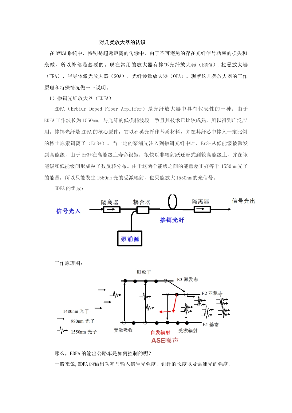 几种常见的光放大器的比较_第1页