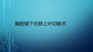 胸腔镜下右肺上叶切除术的手术方式及3d解剖结构