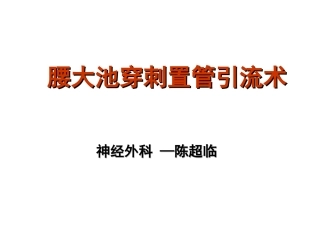 腰大池穿刺置管引流术神经外科陈超临最终版