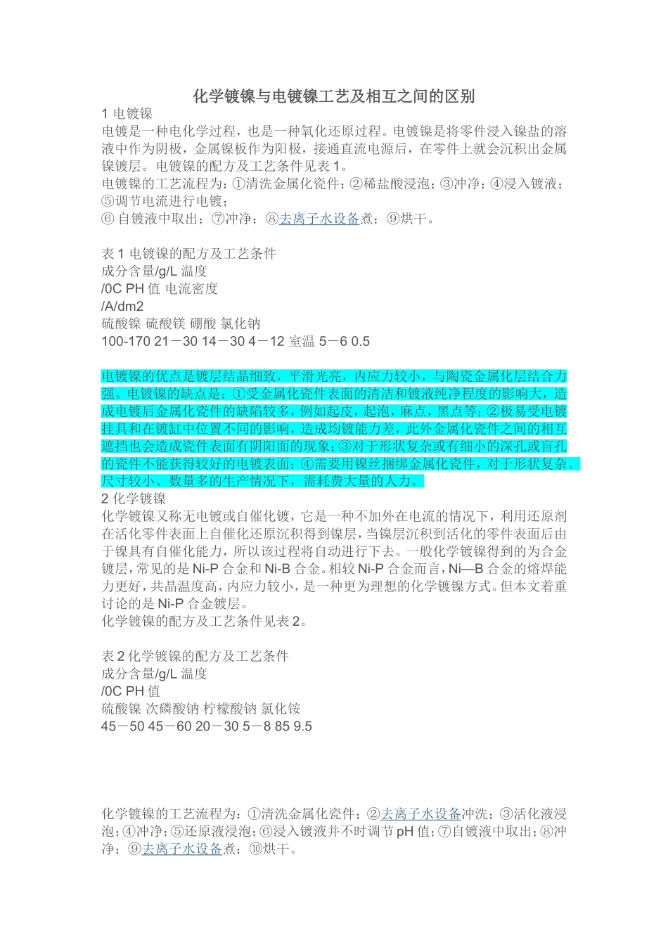 化学镀镍与电镀镍工艺及相互之间的区别_第1页