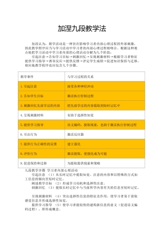 加涅九段教学法