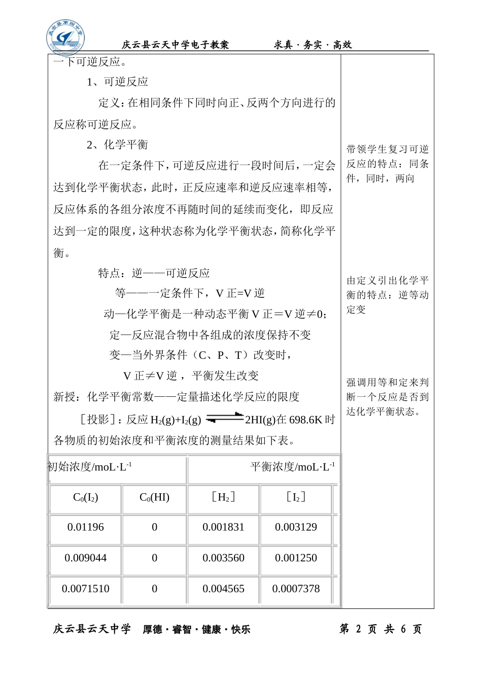 化学反应的限度教案_第2页