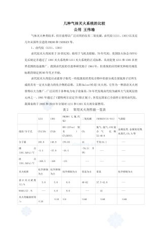 几种气体灭火系统的比较