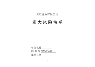 化工企业重大风险清单及控制措施