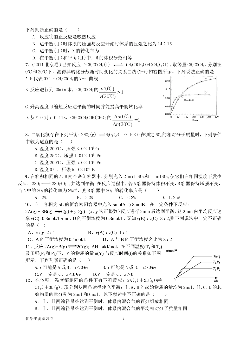 化学平衡练习卷_第2页