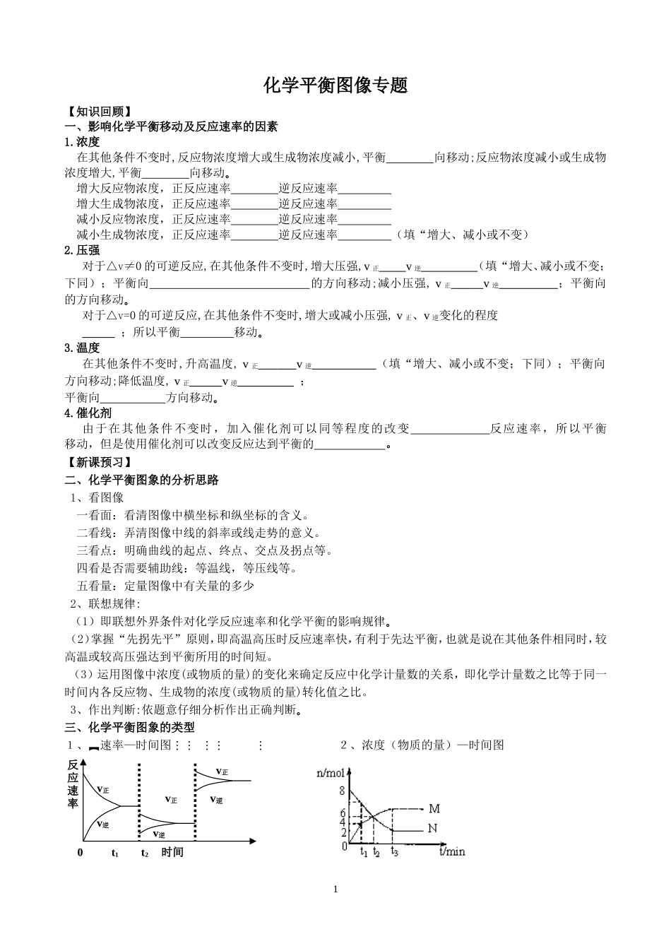 化学平衡图像专题学案用_第1页