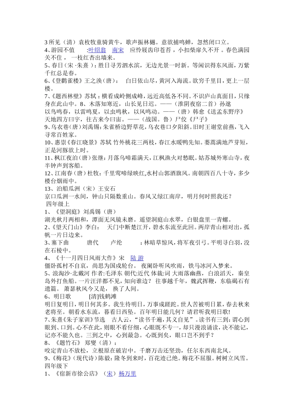 冀教版1至6年级语文古诗总结_第3页