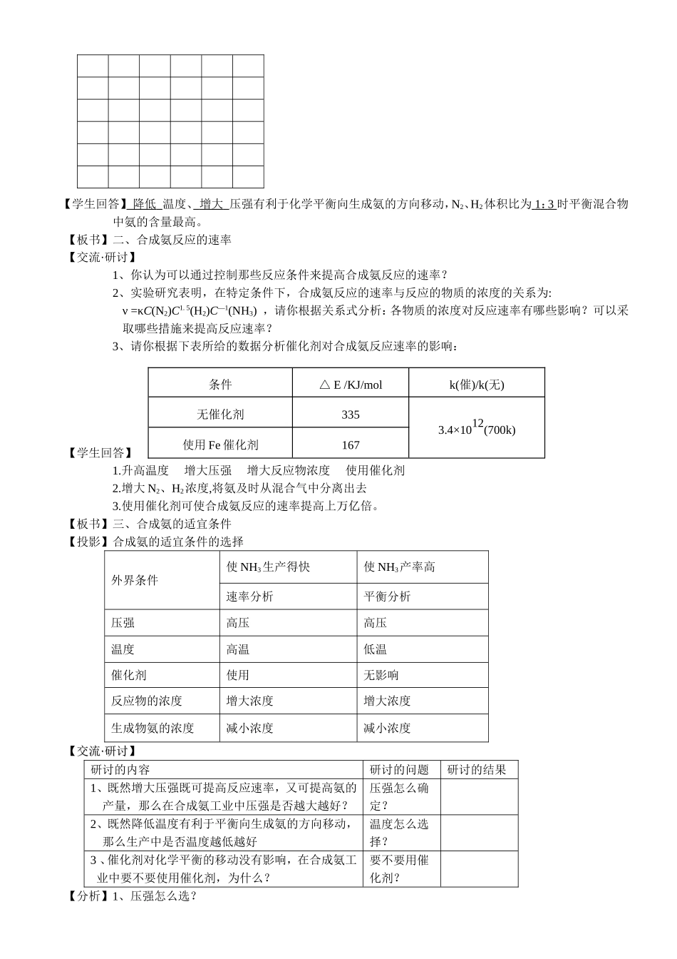化学反应条件的优化——工业合成氨教案_第2页