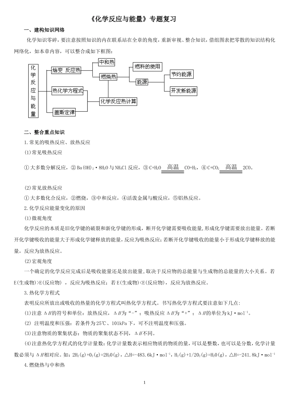 化学反应与能量专题复习_第1页