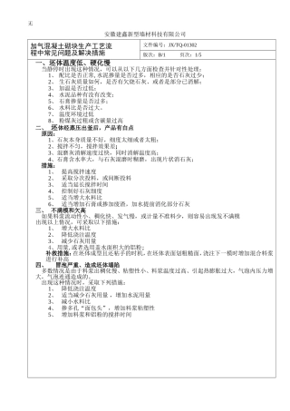 加气砖存在的问题点滴及解决措施