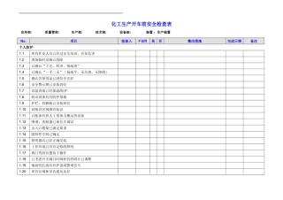 化工生产开车前安全检查表