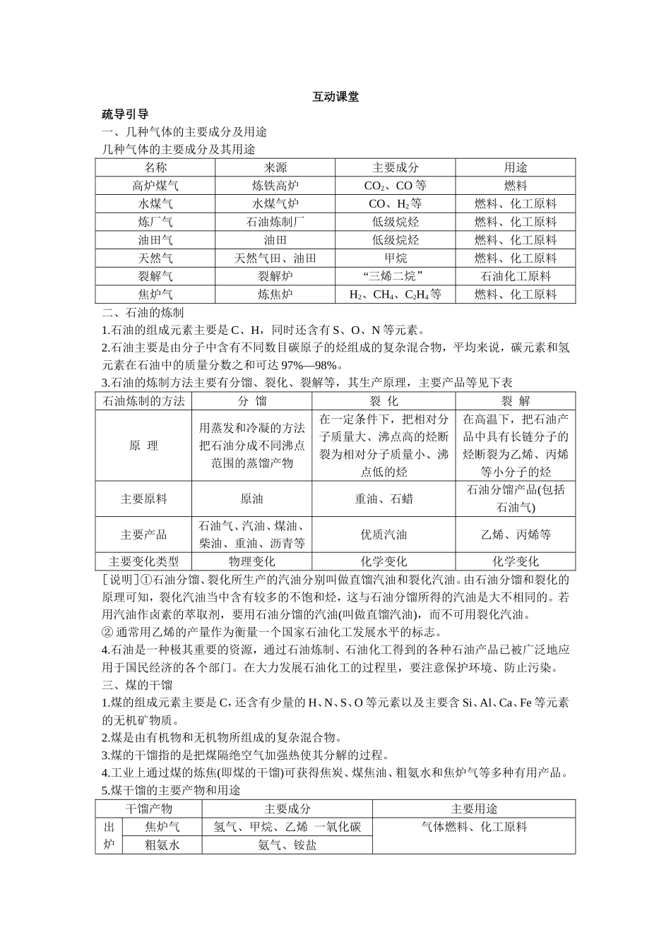 化学人教版必修2学案：互动课堂-第四章2.资源综合利用环境保护-Word版含解析_第1页
