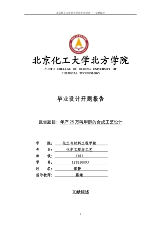 化工文献综述