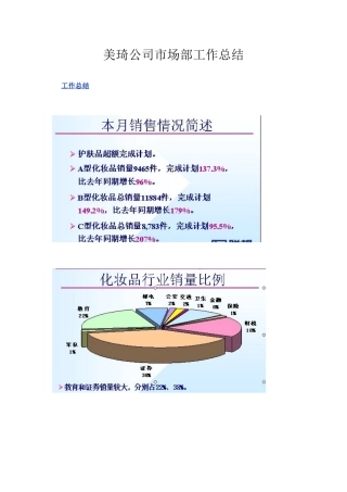 化妆品公司市场部月末总结(模拟)