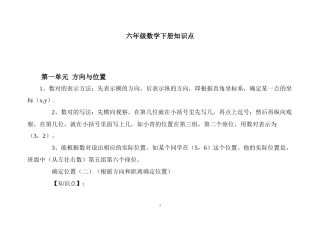 冀教版六年级数学下册知识点总结