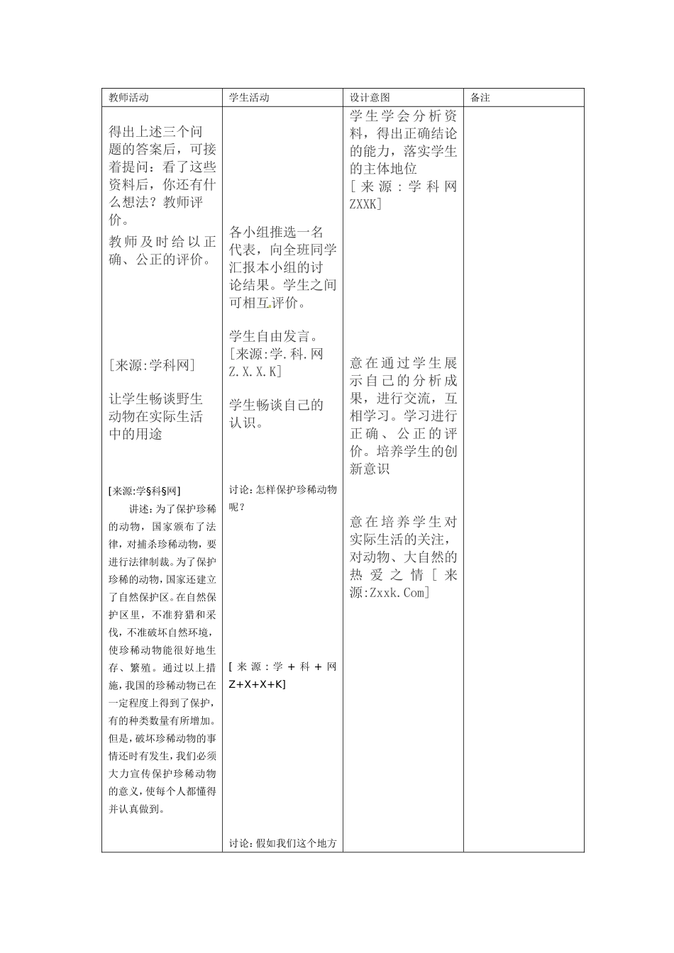 冀教版七年级生物上册《第四章-第十节-我国的珍稀动物》教案_第3页
