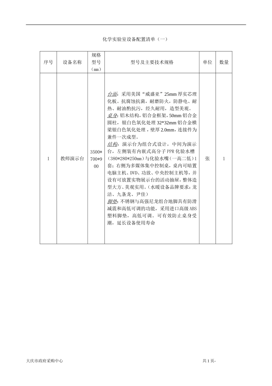 化学实验室设备配置清单(一)_第1页