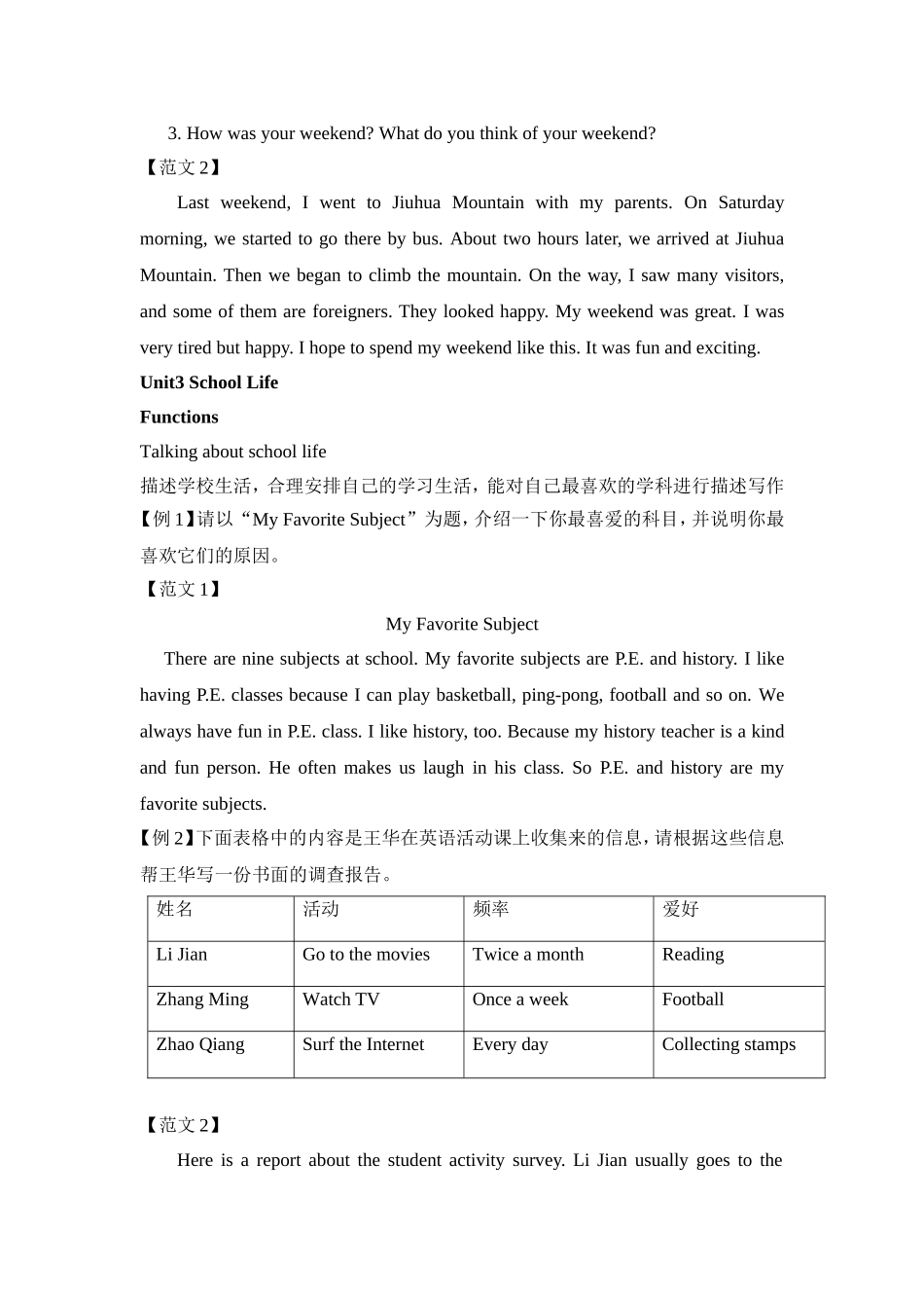 冀教版七年级下册英语作文预测_第3页