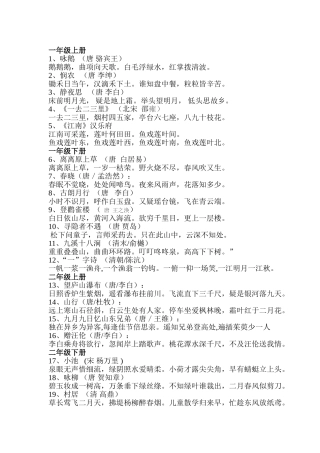 冀教版小学语文一至六年级古诗词