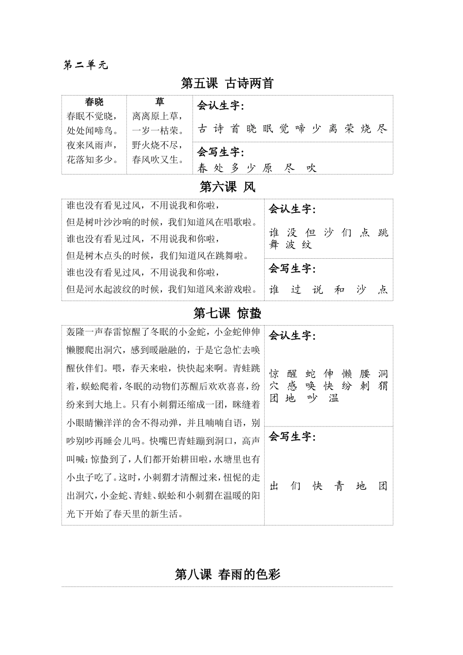 冀教版-一年级下册语文(课文及生字)(001)_第2页