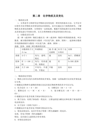 化学物质及其变化知识点总结与练习